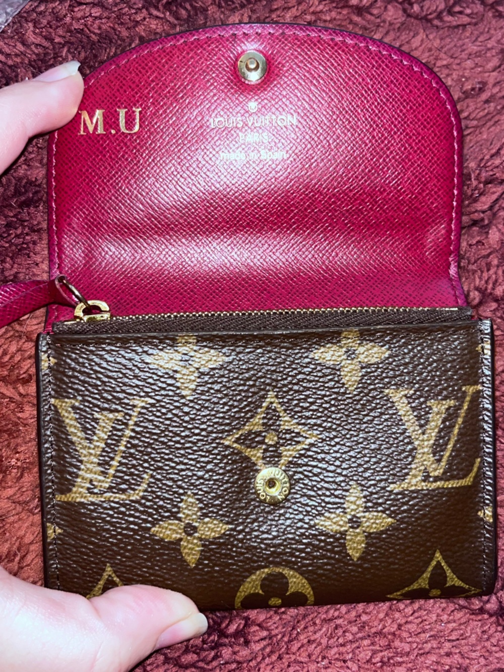 Authentic Louis Vuitton Brown/Burgundy Monogram Compact Wallet w/ COA - Picture 2 of 13